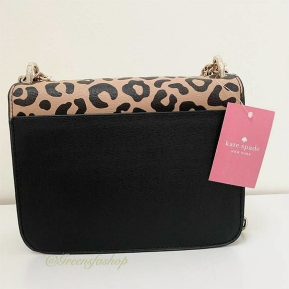 Kate spade purse remi flap chain crossbody bag leopard leather new - Picture 6 of 8